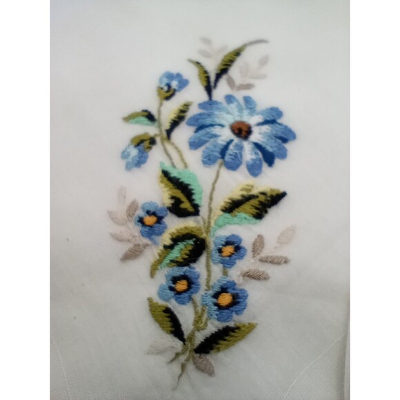 Set 2 NOS Womens Vintage Hand Embroidered 100% Sheer Cotton Handkerchiefs RARE - Picture 3 of 9